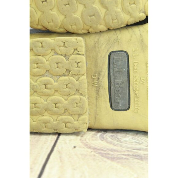 LL Bean Brown Leather Lace Up Round Toe Unlined Ankle Duck Boots Size 8 Wide - Picture 9 of 10